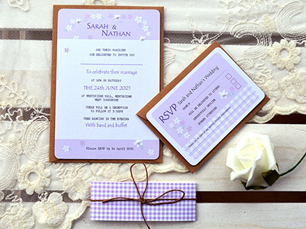Gingham and Pearls Flat Invitation